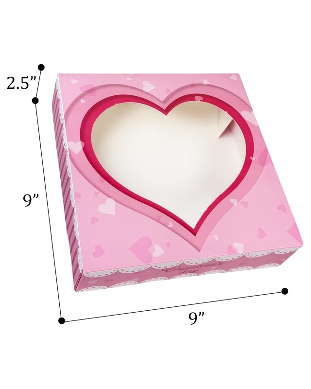 Valentine Auto Pop Up Cookie Boxes Window Bakery Pastry 9x9x2.5 Inch 30 Pack gallery