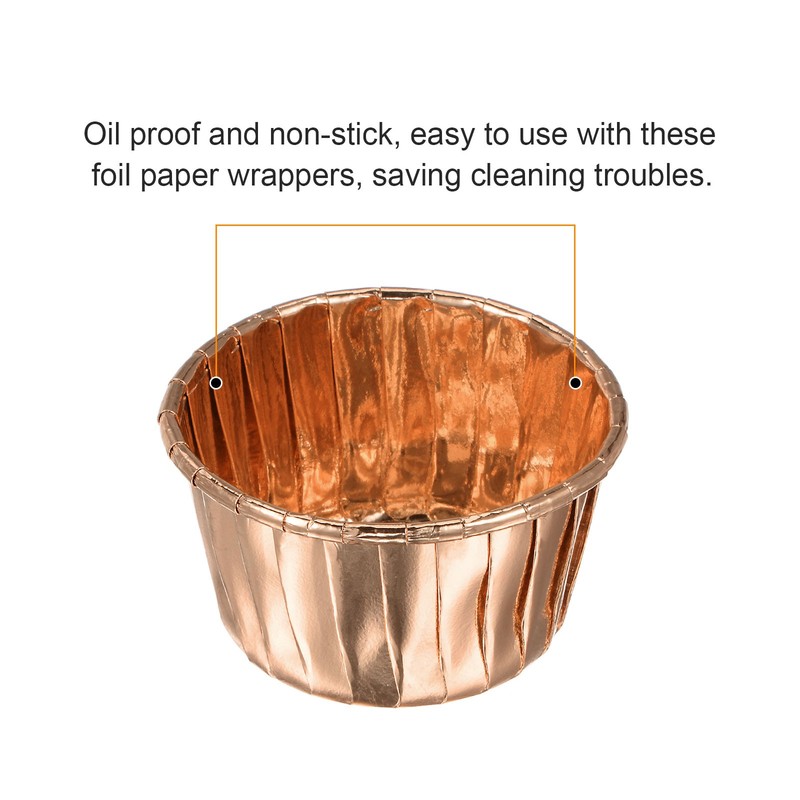 Champagne Gold Cupcake Glasses, 100pcs Aluminum Foil Standard Cupcake Liners gallery