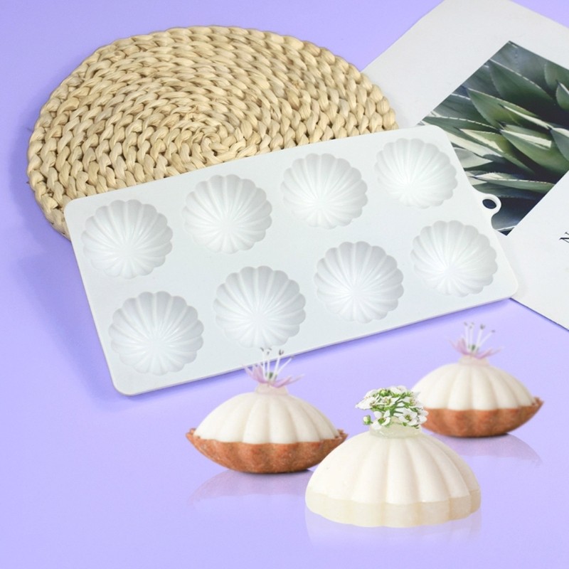 8cavity Semicircular Petals Mold DIY Mousse Cake Mould Homes Baking DIY Supplies gallery