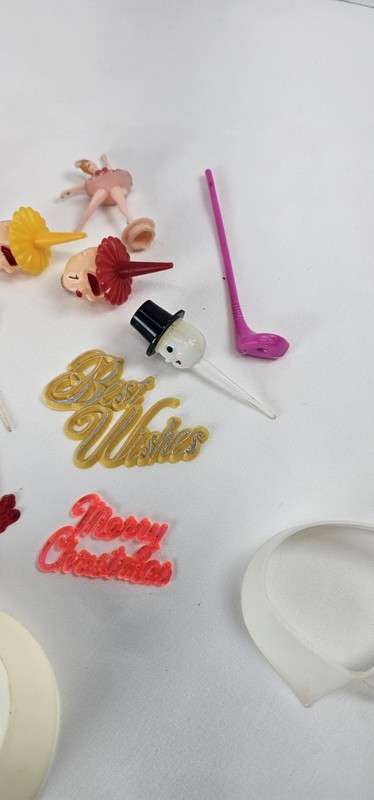 Lot Vintage Plastic Cake Toppers Picks Best Wishes Ballerina Valentine Golf gallery