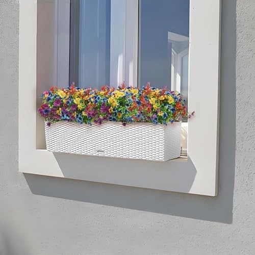 Artificial Flowers for Outdoor, 12 Bundle UV Resistant Yellow+purple+blue+red gallery