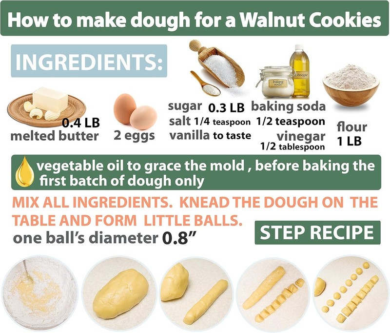 Walnut Cookie Mold Maker 9 Shells Oreshki Baking Pan Aluminum Cookie Press gallery