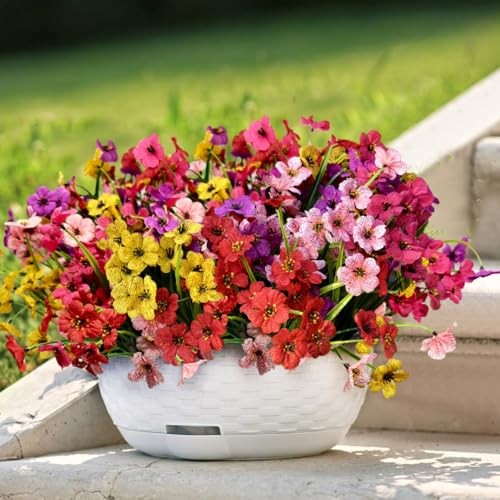 Plastic Flowers for Outdoors, Fake Outdoor Artificial 20 Pcs Spring Color gallery