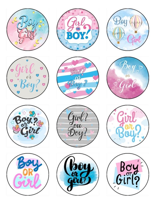 Baby Shower Cupcake Toppers Edible Icing Gender Reveal Cake Decorations