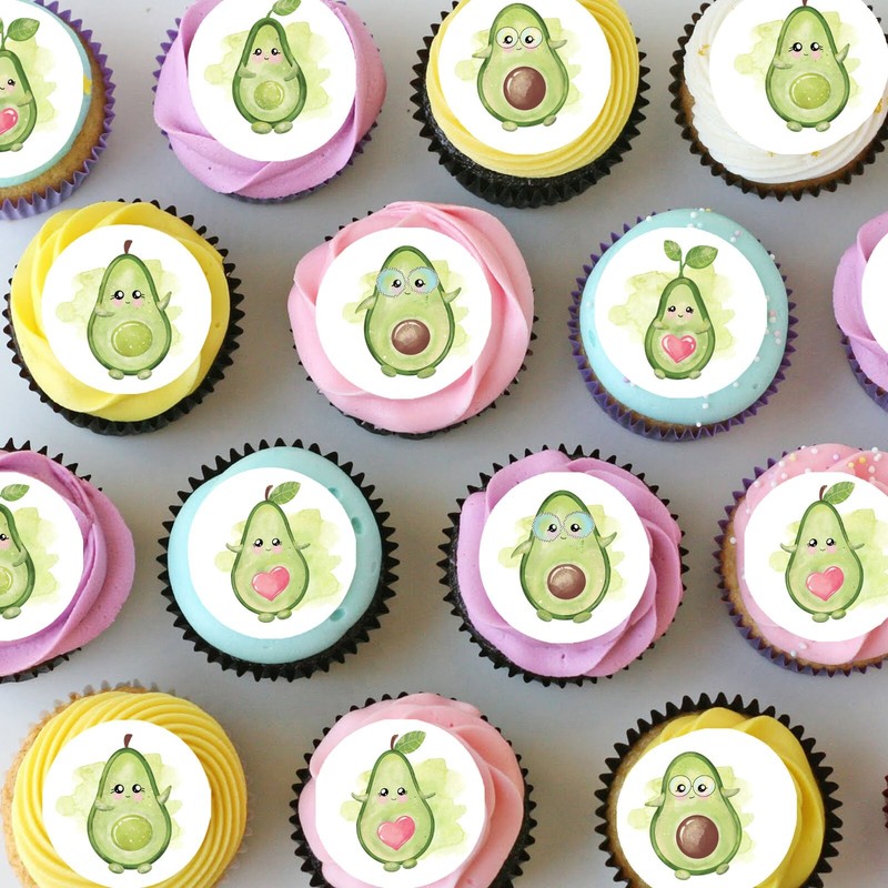 Avocado Avocados Pre-cut Mini Edible Icing Cupcake or Cookie Toppers