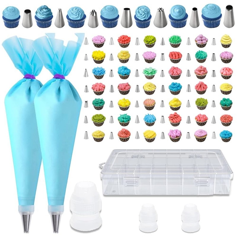 55PCS Piping Bags Tips Set Reusable Pastry Bags and Frosting Tips Cakes Decor…