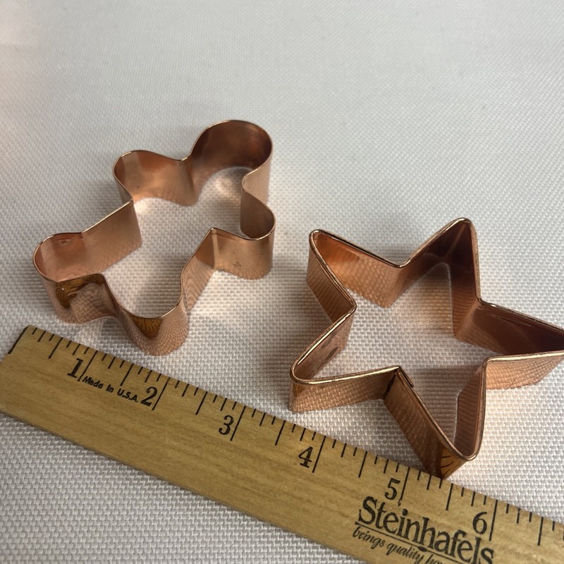 Heavy Duty Copper Cookie Cutters Lot Of 6 Gingerbread Star Angel Flower more gallery