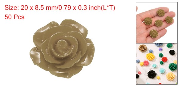 50 Pcs Light Coffee Resin Rose Flower Beads, 20mm Flatback Flower Charm gallery