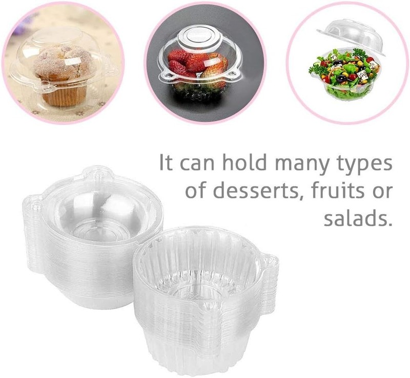 50 Count Classic White Disposable Cupcake Dome Holders for Muffin Displays gallery