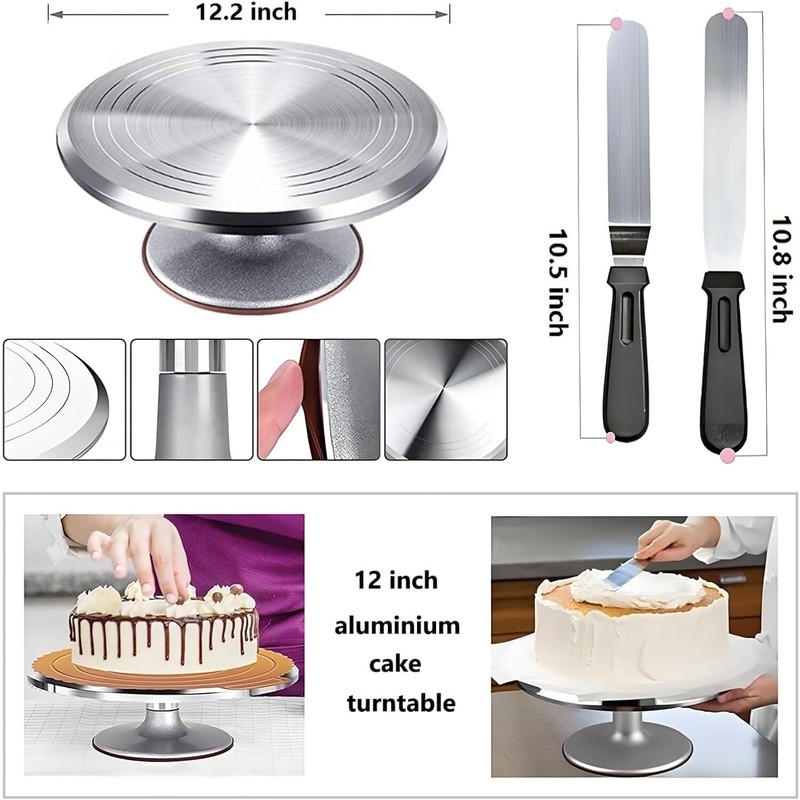357 Pcs Cake Decorating Kit,with Aluminium Alloy Cake Turntable,48 Numbered gallery