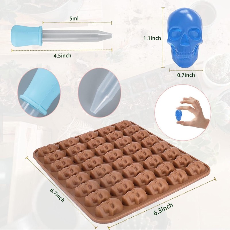 2 Pcs Gummy Skull Candy Molds Silicone Mini Skull Molds 3D Gummie Skull Molds Su gallery