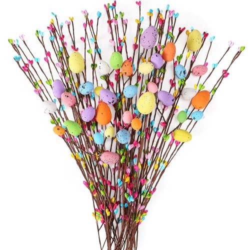 39Pcs Easter Decorations Artificial Easter Spray Vine with Pastel Eggs and gallery