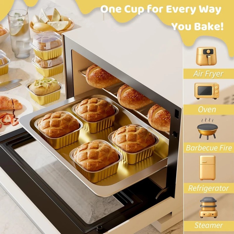 40 Pack 5 OZ Mini Cake Pans with Lids, Disposable Square Aluminum Foil Brownie B gallery