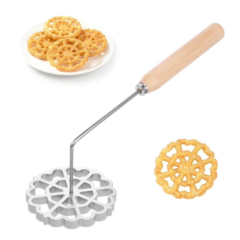 2 PCS Bunuelos Mold Handle Rosette Maker Funnel Cake Cookie 4.5 Inch Stamp