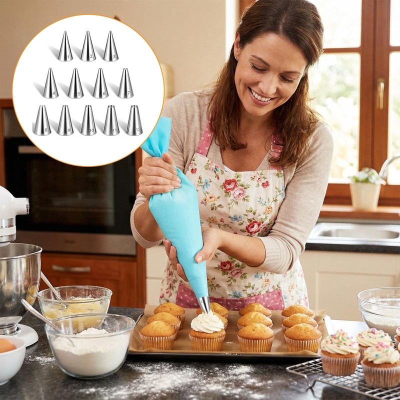 Round Piping Tips Set Stainless Steel Cake Decorating Icing Frosting 12 PCS gallery