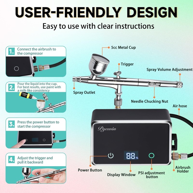 Cordless Airbrush Kit With Compressor Portable Mini Airbrush Nail Art Paint gallery