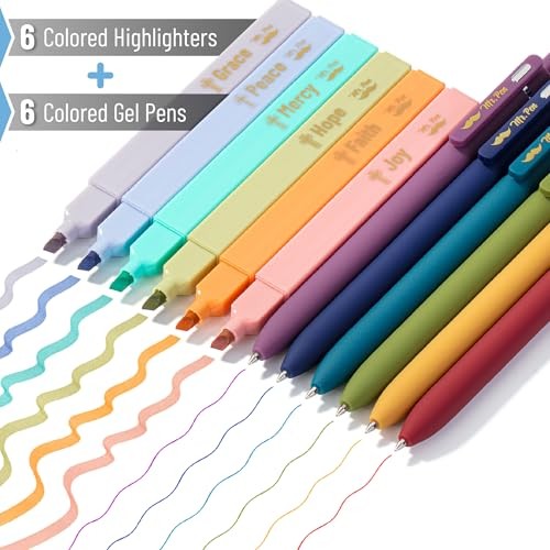 - Aesthetic Highlighters and Gel Pens, 12 Pack, Bible Highlighters No Bleed, gallery