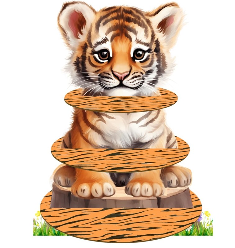 Tiger Cupcake Stand 3Tiers Party Cupcake Holder Tiger Birthday Party Decorati…