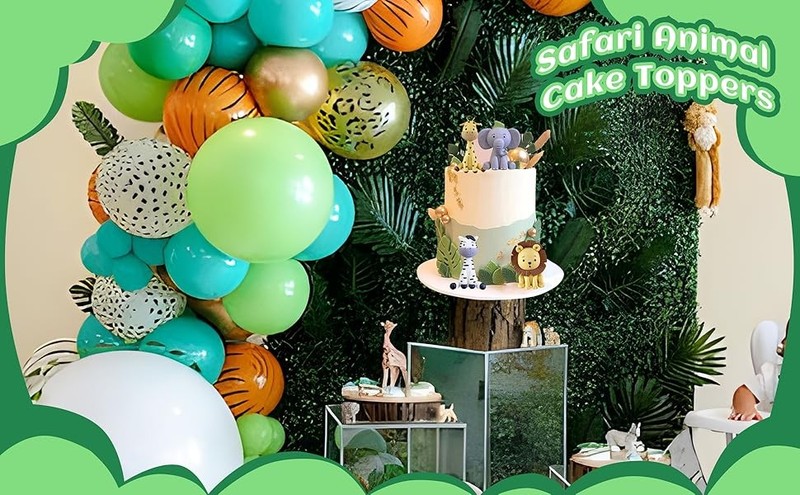 Safari Animal Cake Toppers Jungle Wild Cake Decorations with Lion Giraffe gallery
