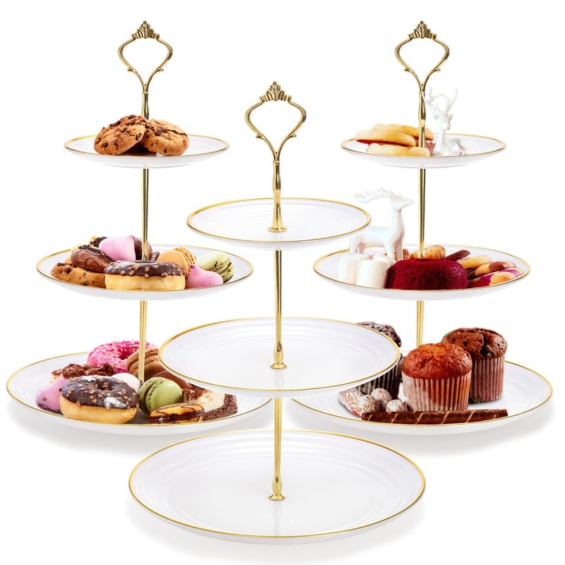 3 Pack Tiered Cupcake Stand, Plastic Cupcake Stand Tower, 3 Tier Round Shape …