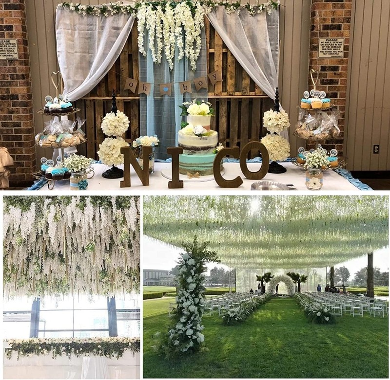 36x Wisteria Hanging Flowers 3.75ft Artificial Vine Garland Silk Home Decor gallery