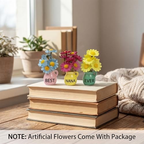 Nana Gifts - Mini Vase Magnets for Fridge, Best Nana Ever 3-Piece Ceramic gallery
