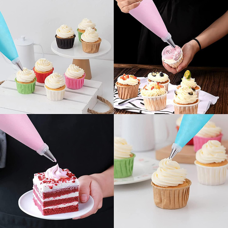 Decorating Piping Bags Set, Reusable Silicone, 18 Tips, Couplers, Ties, Cake gallery
