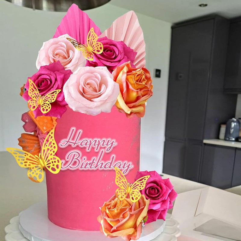 Boho Cake Topper Flower Palm Leaves Cake Decorations for Bohemian Wedding Baby gallery
