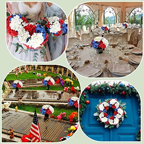36 Pieces Hydrangea Flowers 4th of July Fake Full Hydrangea Multi Color gallery