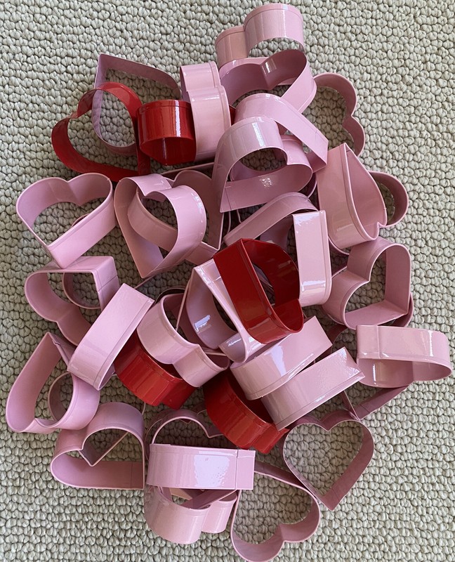 NEW Lot of 45 Red and Pink Metal Heart Cookie Cutters Shower Wedding Favors