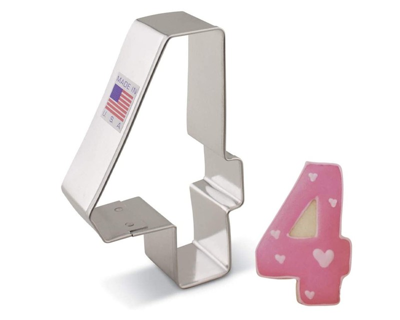Number Four Cookie Cutter, #4, Ann Clark 3.25 Inches, Tin Plated Steel
