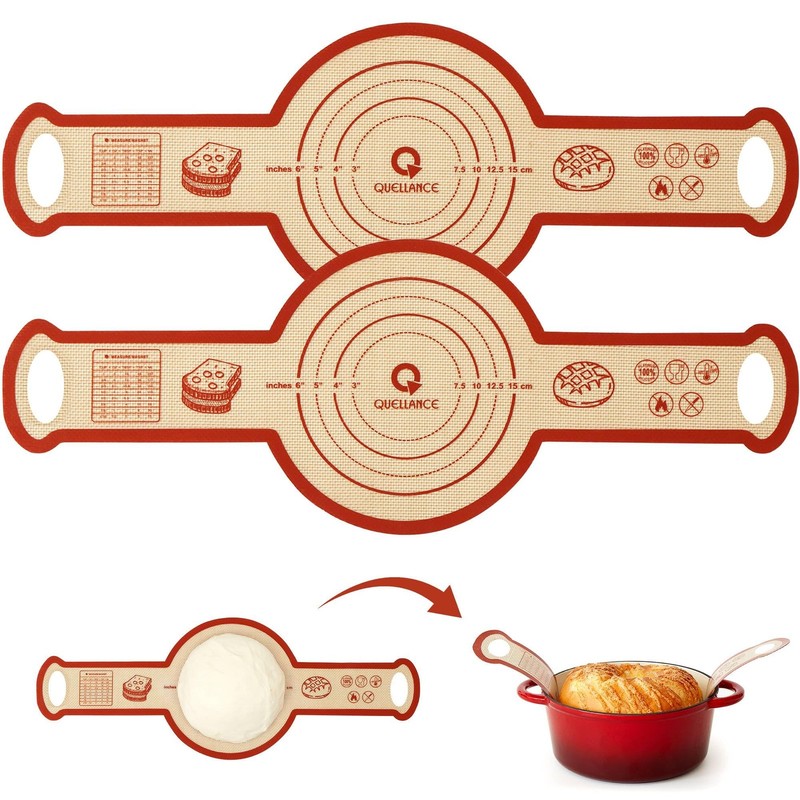Silicone Sourdough Bread Sling Mat – 2Set Round Dough 2Pcs Red, Red