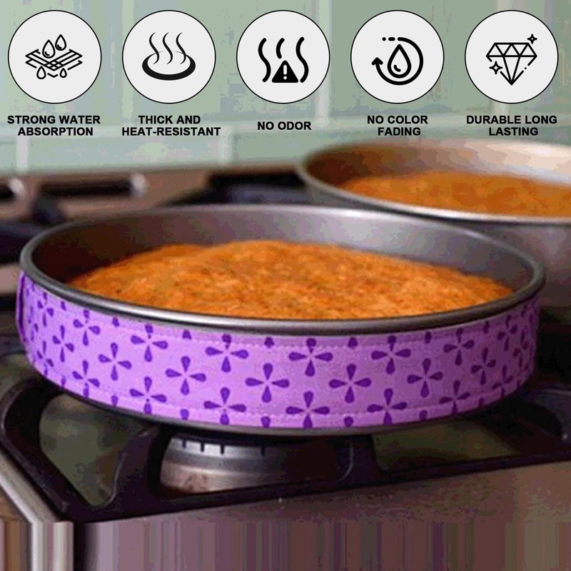 Bcautay 4 Pcs Baking Strips Cake Pan Dampen Absorbent 36in, Purpl gallery