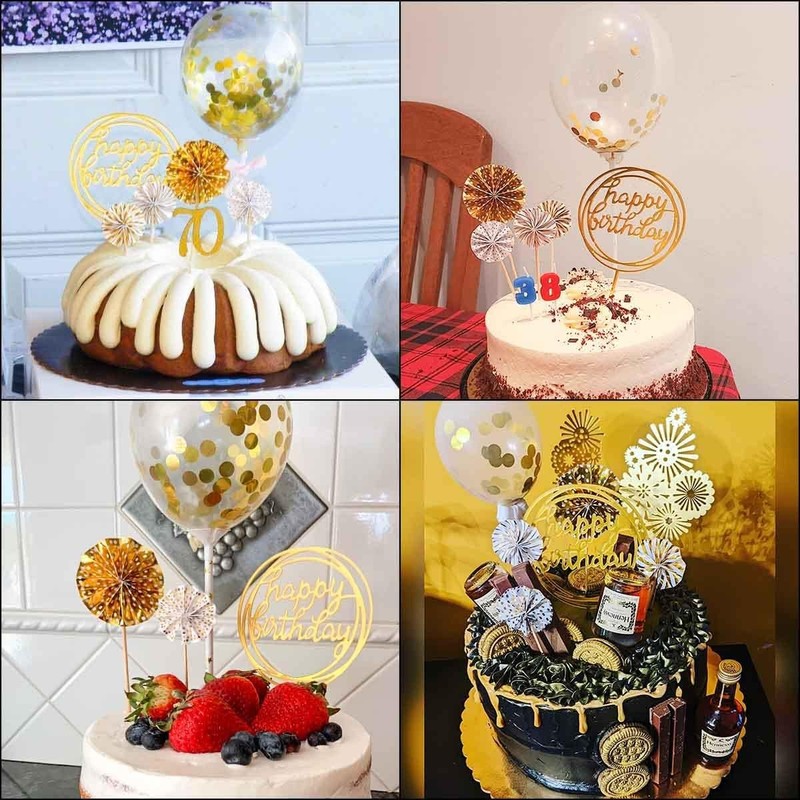 Cake Topper Decoration Set Acrylic Glitter Happy Birthday Cake Topper with gallery