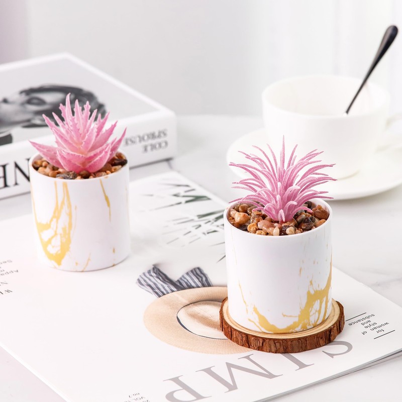 Der Rose 4-Pack Artificial Succulents Desk Plants Home Office Decor Pink gallery