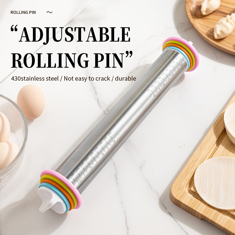 1pc Stainless Steel Adjustable Rolling Pin Thickness Ring Non Stick French Style gallery