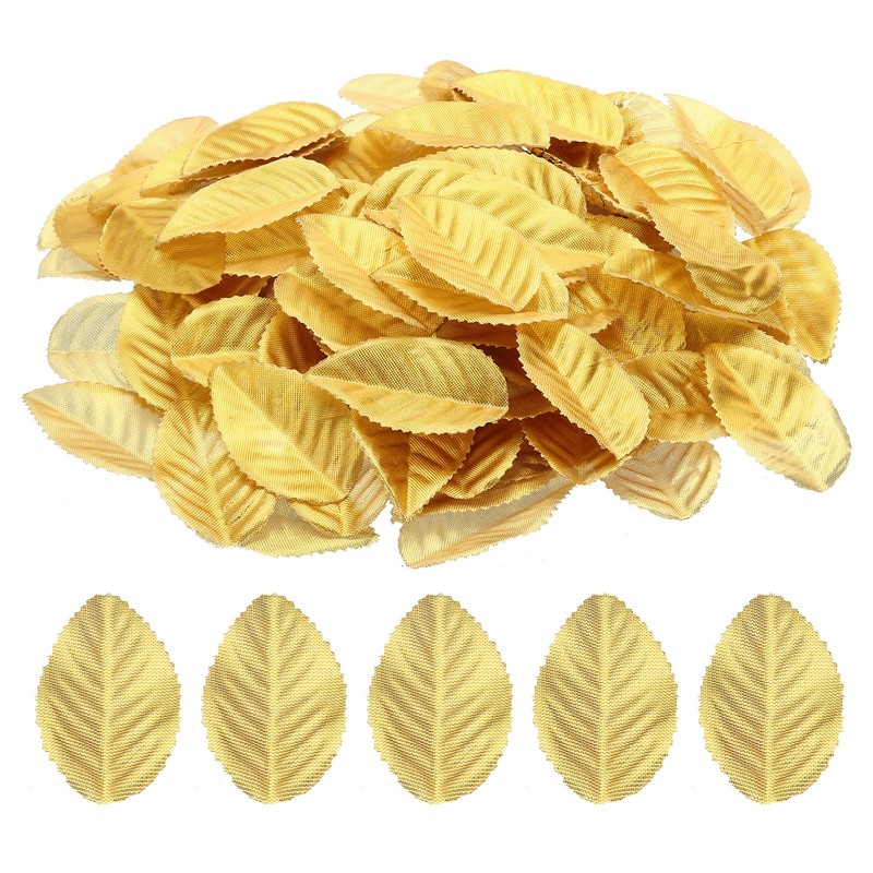 Gold Artificial Leaves 200 Pack Fake Leaves Fabric Faux Leaf, Style 2