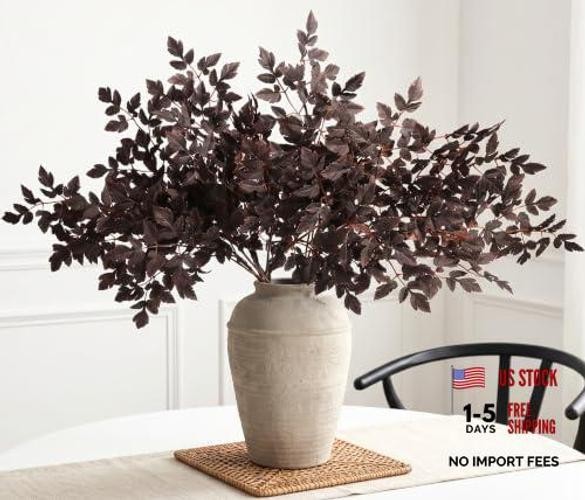 6 Pack Artificial Plum Cimicifuga Leaf Sprays, 32″ Faux Ramosa Branches for