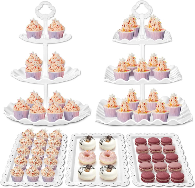 Dessert Cupcake Stand, 5Pcs Dessert Table Display Set, 3 Tiered Cup Cake Holder