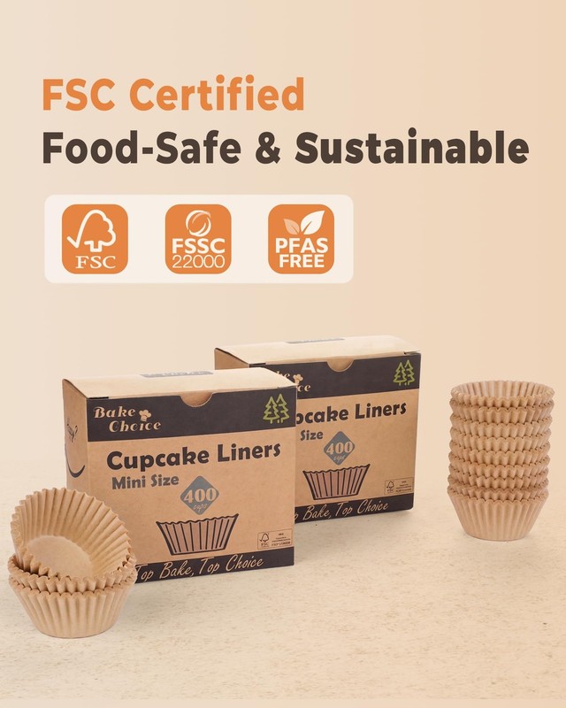 NonStick 400pcs Mini Cupcake Liners for Baking, Natural parchment muffin line... gallery