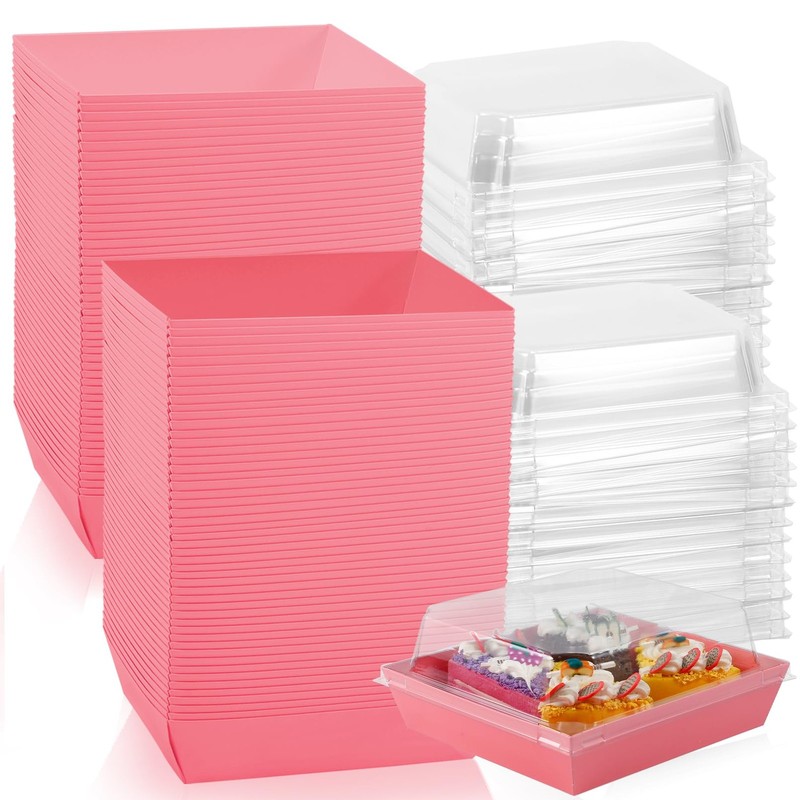 100 Pack Charcuterie Boxes with Clear Lids Disposable To Go Paper Food