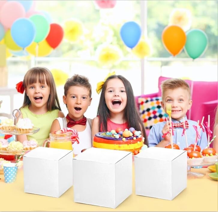 100 Pack White Paper Gift Boxes with Lids, 4 x 4 x 4 Inch Gift Wrapping white gallery
