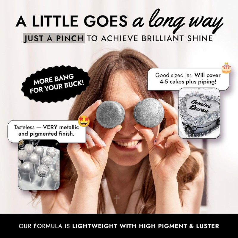 Silver Edible Glitter for Drinks 15g – Edible Glitter for Cakes & Cocktails - gallery