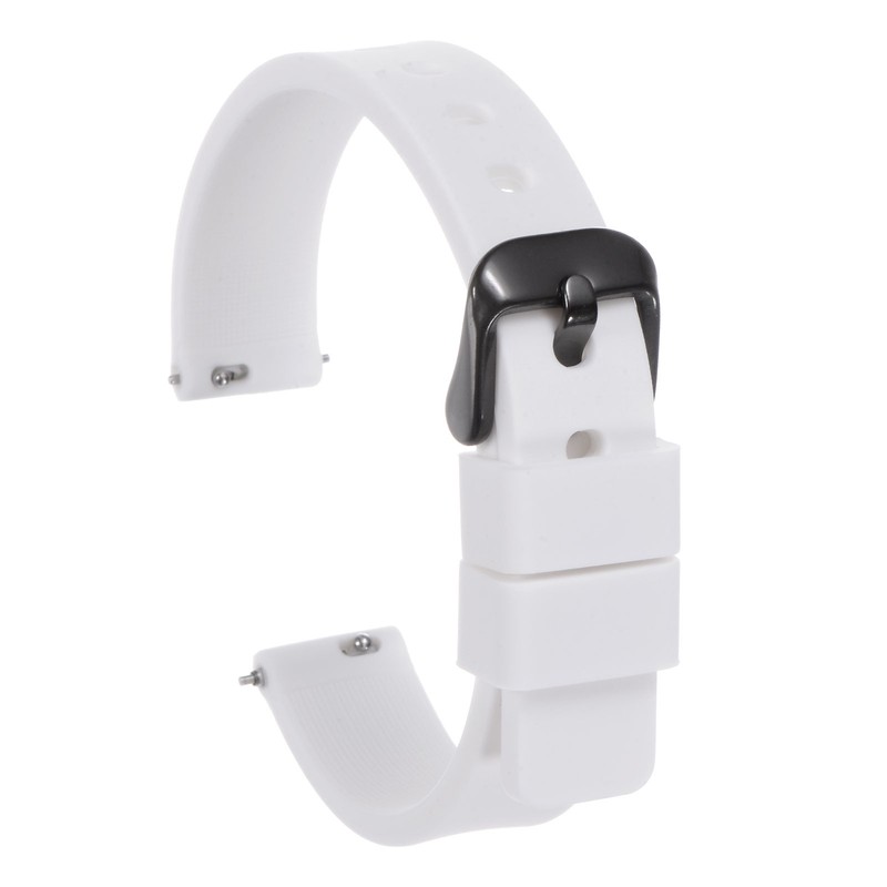 14mm Silicone Strap Black Buckle Quick Release for White Watch