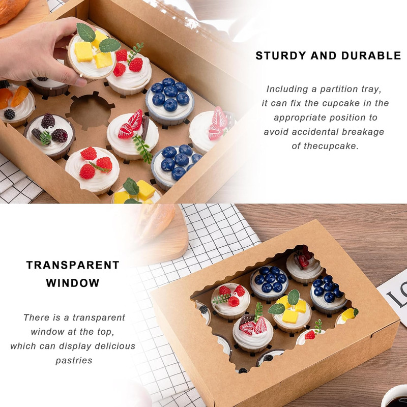 6PCS Cupcake Boxes - Hold 12 Count Cupcake Containers with Window, Food Grade Cu gallery