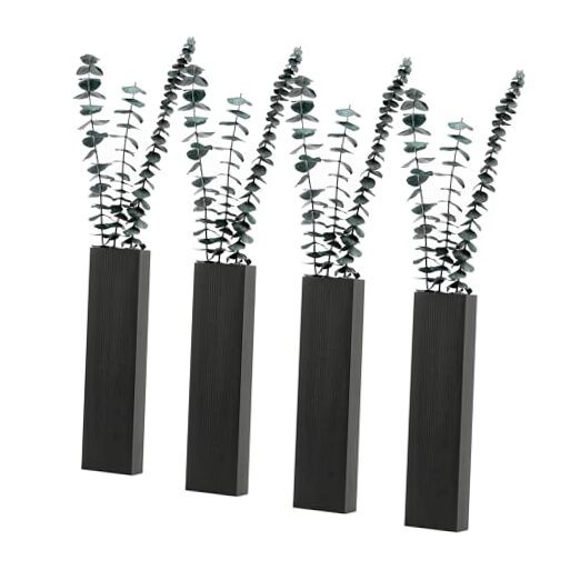 Wood Wall Planter 4 Pack Wall Decor for Artificial Flower Plants Wooden Black