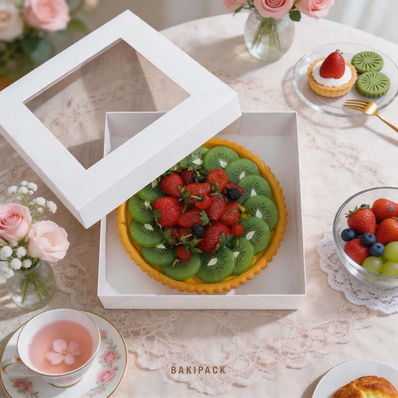 15 PCS White Catering Bakery Boxes Lids Window 9x9x2.5 Inch Food Containers gallery