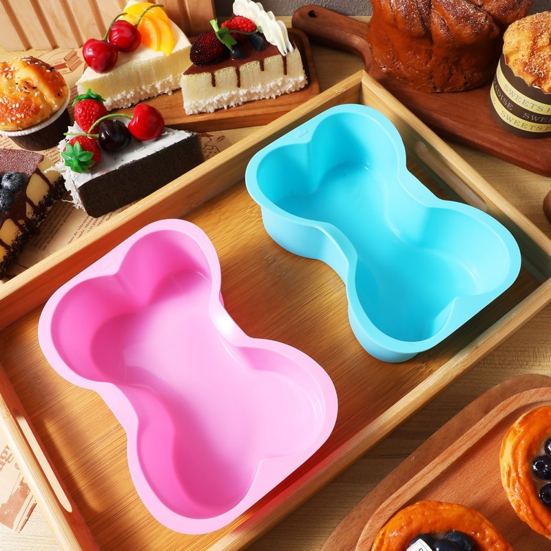 2Pcs Silicone Dog Cake Mold Bone Shape for Kitchen Use with Flexible Baking Pans gallery