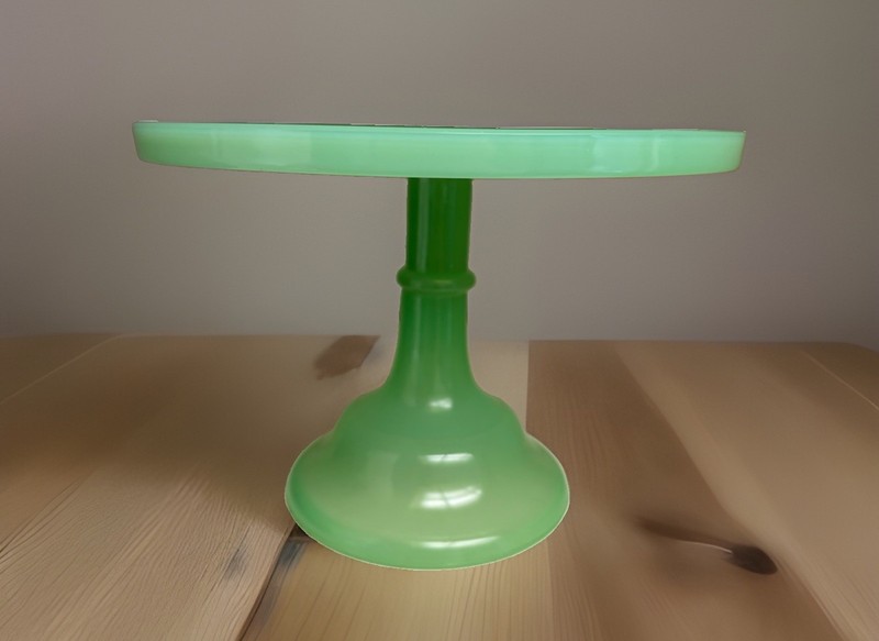MOSSER Glass USA Vintage Style Cake Stand Jadeite Green 10 inch