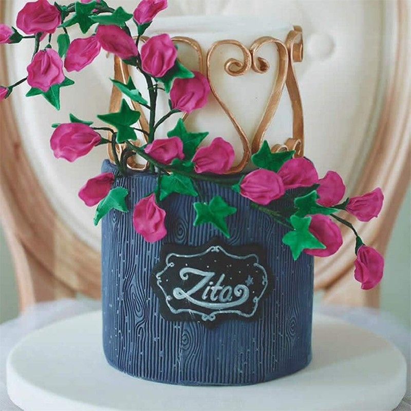 Juego de 6 moldes con textura para fondant, con relieve de corteza de árbol gallery